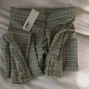 Janie and Jack Green and Cream Houndstooth Leggings